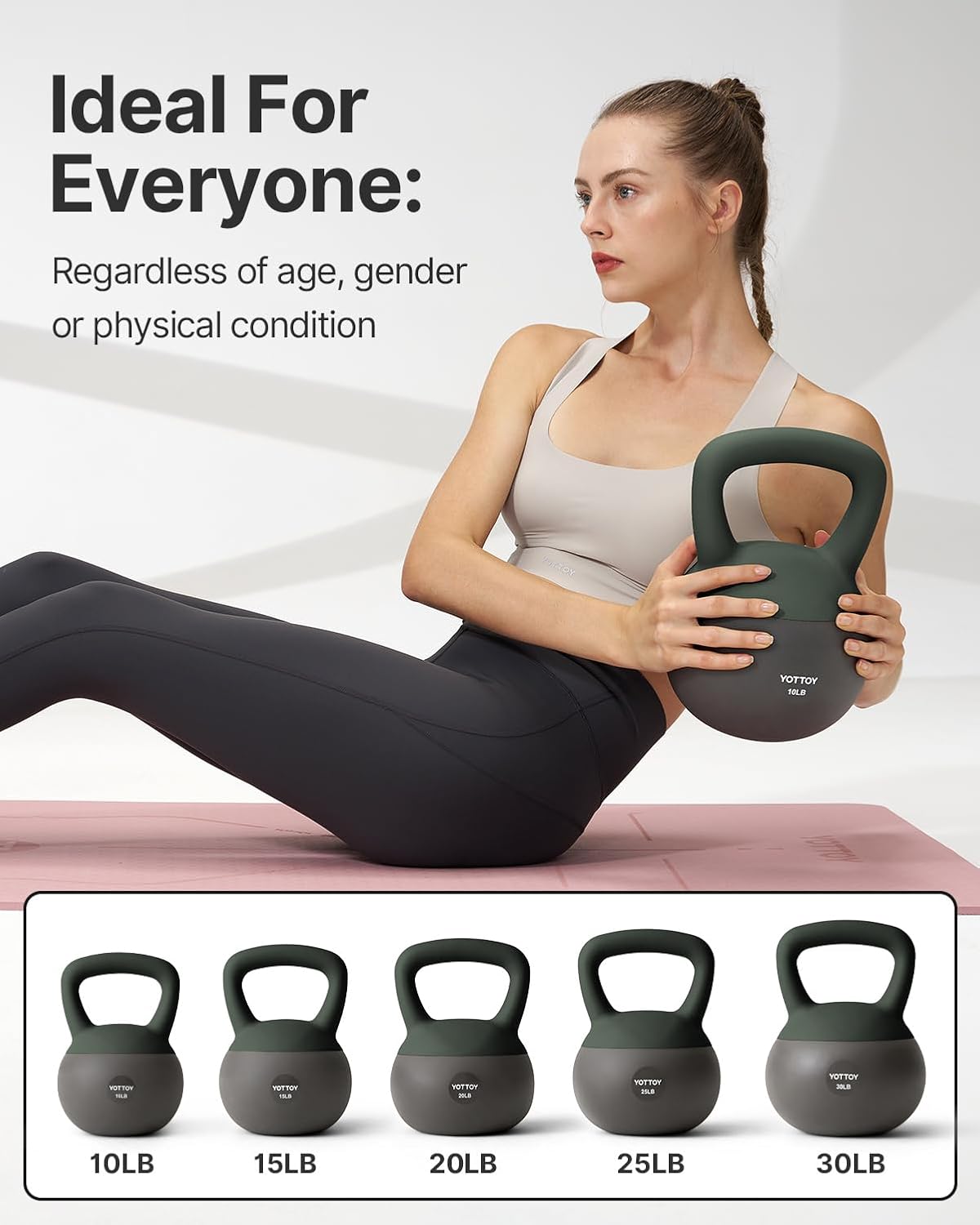 YOTTOY Soft Kettlebell Set - Cushioned Base & Wide Handle for Strength Training | Ideal for All Levels