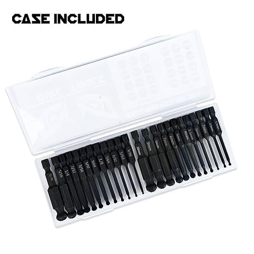 Ball End Hex Allen Wrench Drill Bit Set (24 Pack - Metric & SAE Sizes - Magnetic Tipped) - Hardened CR-MO Steel Hexagonal Bits - Perfect Replacement for Ball End Allen Wrenches & Hex Keys