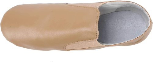 Dynadans PU Leather Jazz Shoes - Slip-On Dance Footwear with Side Elastics for Kids (Toddler to Big Kid)