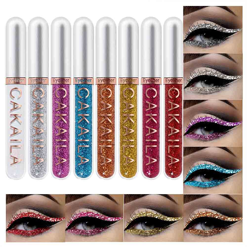 Evpct 8 Colors Liquid Glitter Eyeliner Liquid Sets Glitter Eye Liners For Women Liquid White Silver Rose Gold Pink Liquid Sparkl