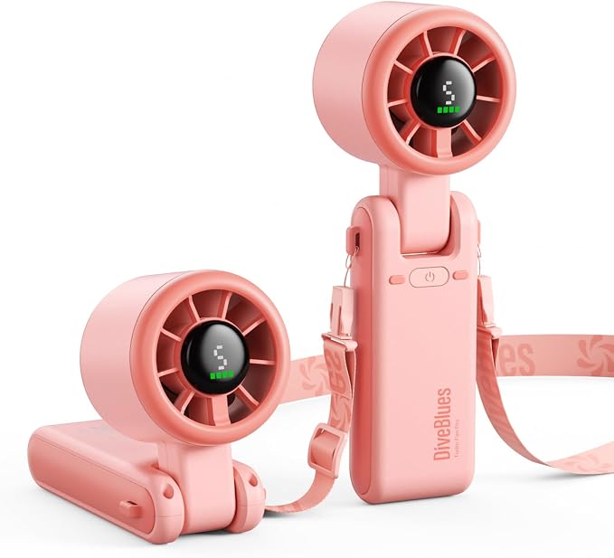 Diveblues Portable Handheld Turbo Fan, 5 Gear Wind, Battery Operated, Up to 12 Working Hours, 3 IN 1 Hand Fan with Air Turbo Tech Cooling Fan for Outdoor Activities, Travel, Working