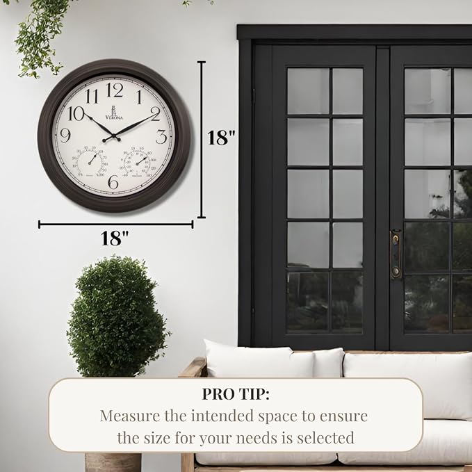 18 inch Outdoor Clocks for Patio Large Waterproof