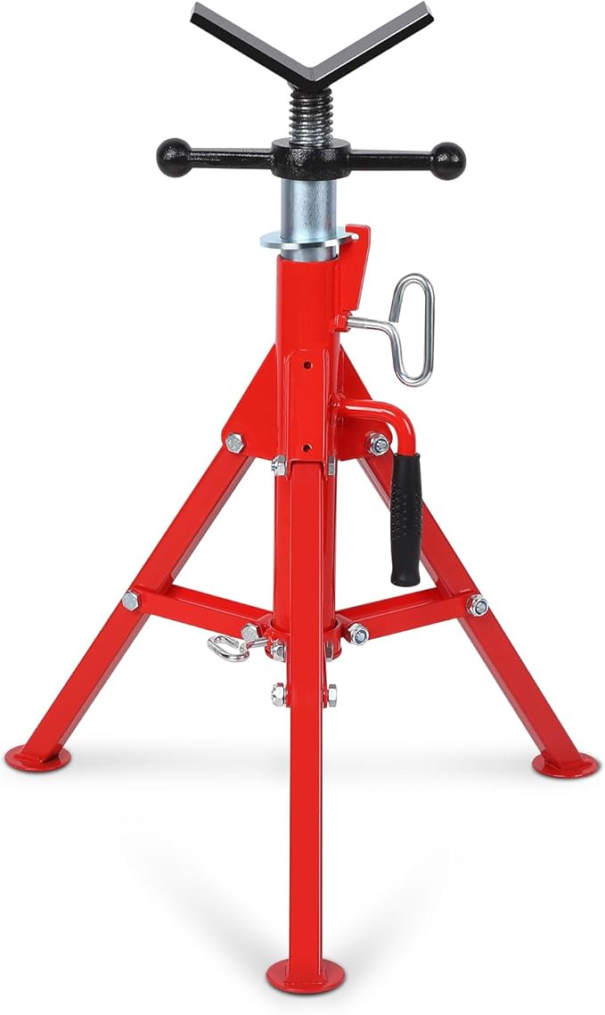 Garvee V Head Pipe Stand, 28 in-52 in Adjustable Height Pipe Jack Stand, Heavy Duty Carbon Steel Body, Steel Jack Stands with Portable Folding Legs, 2500 LB Capacity