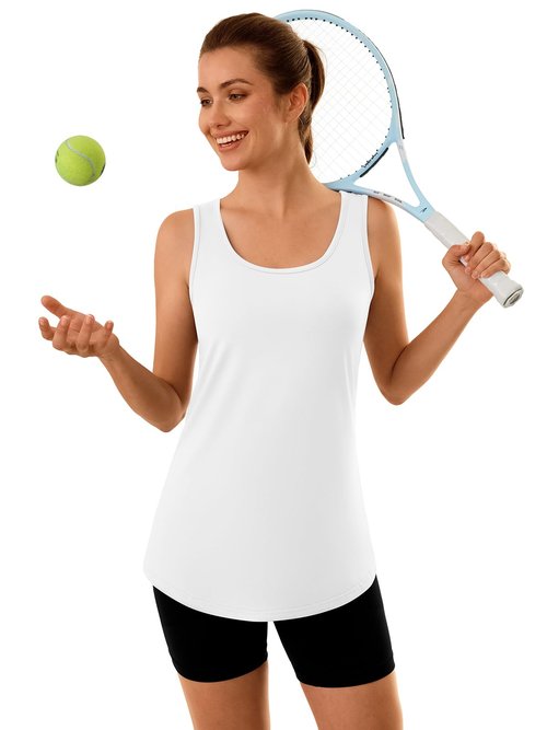 3rd hill Women's Workout Tank Tops Racerback Quick Dry Sleeveless Shirt for Yoga Running Gym Loose Fit Athletic Tanks White M