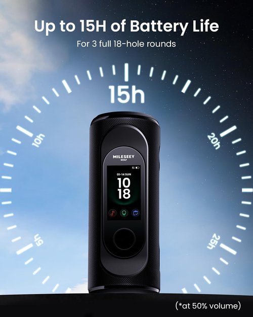 MiLESEEY GeneSonic Pro Golf Speaker - Detachable GPS Rangefinder, 43,000+ Preloaded Courses, Waterproof, 15H Battery