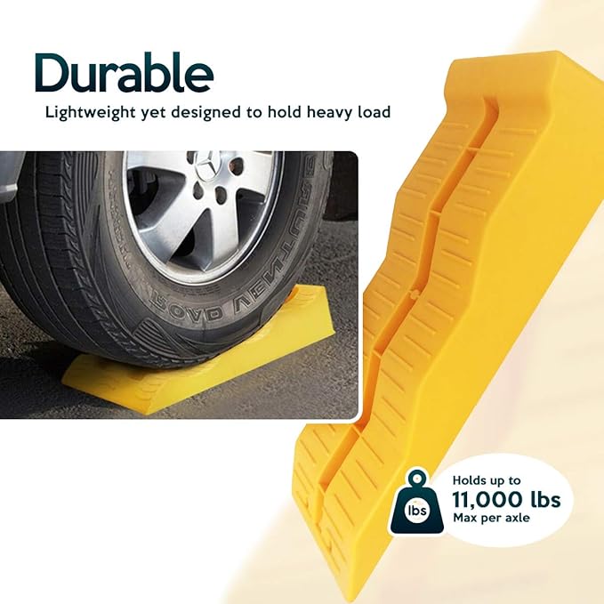 ZONETECH Automotive Leveling Ramps - 4 Packs Premium Quality Camper Trailer SUV Car Wheel Chocks, Leveler, Stabilizer on Uneven Ground- Great for Raising Auto