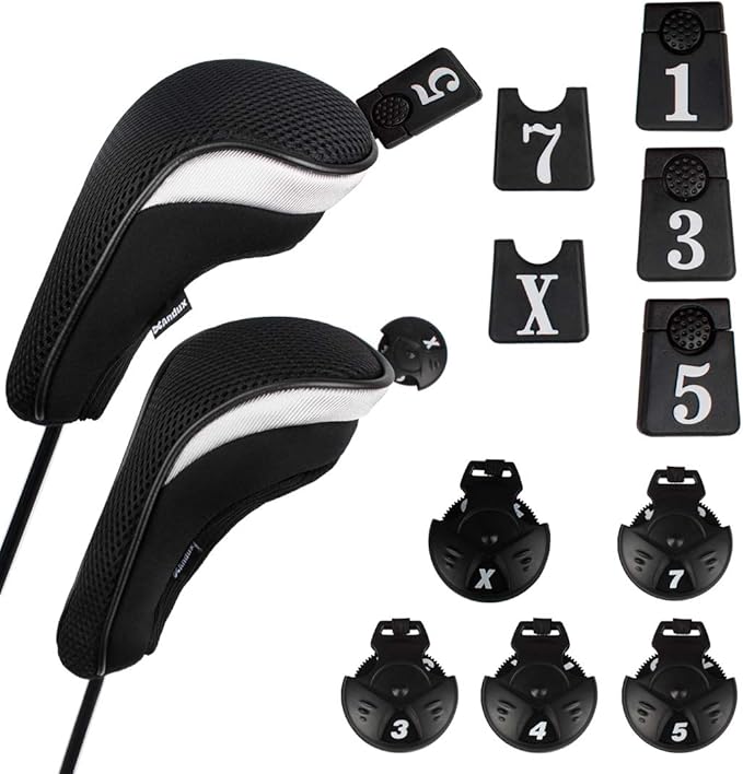 Andux 6pcs/Set Golf Club Head Covers Woods Driver Fairway Hybrid Set (3 Hybrids + 3 Woods)