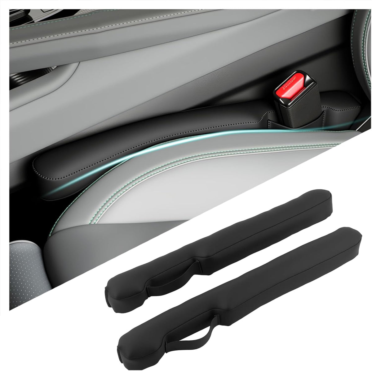 Aokdom 2026 Latest 2PCS Upgraded Car Seat Gap Filler with Fixing Ring,Elastic Car Gap Filler to Avoid Dropping Cell Phones/Keys,Essential Cars Gaps Seat Fillers Cars Accessories