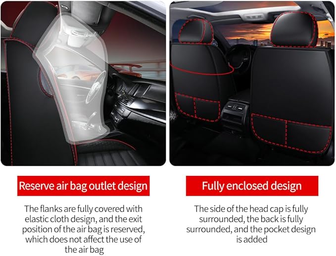 Leather Car Seat Covers for Volkswagen Golf Alltrack 2017-2019,Car Seat Covers Full Set,Seat Covers with Safety,Waterproof Seat Cover Compatible Airbag(5pcs Black Standard)