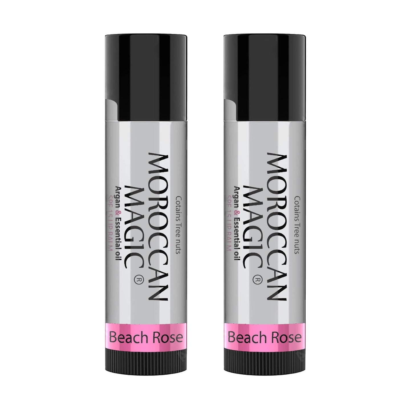 Moroccan Magic Beach Rose Spf 15 Lip Balm - Rose Vanilla | Argan Oil & Essential Oils | Family Owned | Cruelty Free | 2 Pack
