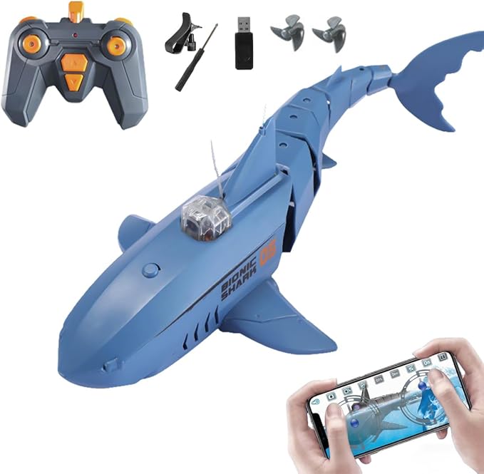 Remote Control Shark Pool with HD Underwater Camera, 2.4G Electric RC Fish Boat