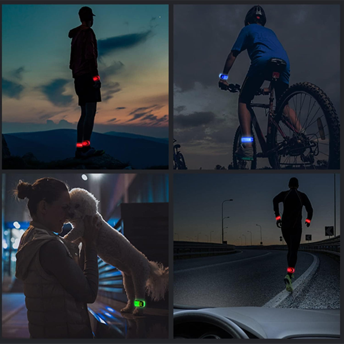 Simket LED Armband - Rechargeable Running Lights for High Visibility | 2-Pack Adjustable Arm Bands for Men, Women & Kids