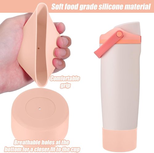 Mity Rain Protective Silicone Boots for Owala 30oz & 40oz FreeSip Sway Bottles - Light Peach, Enhances Stability & Prevents Scratches