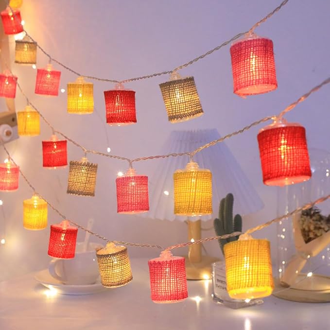 Fielegen 10 LED Retro String Lights 2 Meter Battery Powered Vintage Theme Decorative Fairy Lights for Indoor Outdoor Home Bedroom Patio Porch Balcony Decoration Festival Atmosphere Lights (Multicolor)