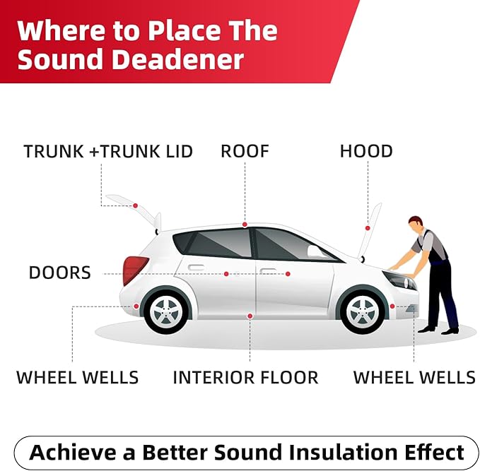 Sound Deadening Mat 394mil(10 mm) 24sqft - Closed Cell Foam Car Sound Deadening Material - Self-Adhesive Hood Insulation Heat Shield Auto Sound Dampening