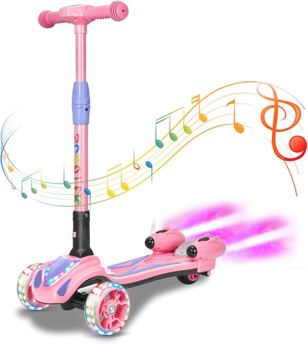 Skiennix 3-Wheel Scooter for Kids - Bluetooth Speaker, LED Lights, Foldable Design | Ages 3-10