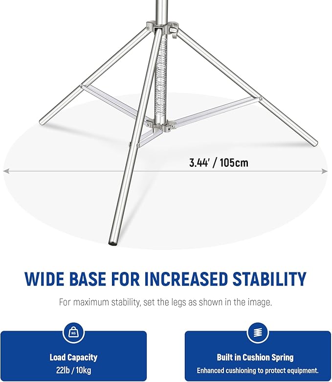 NEEWER 2Pcs 9.2ft Stainless Steel Light Stands, Spring Cushioned Heavy Duty