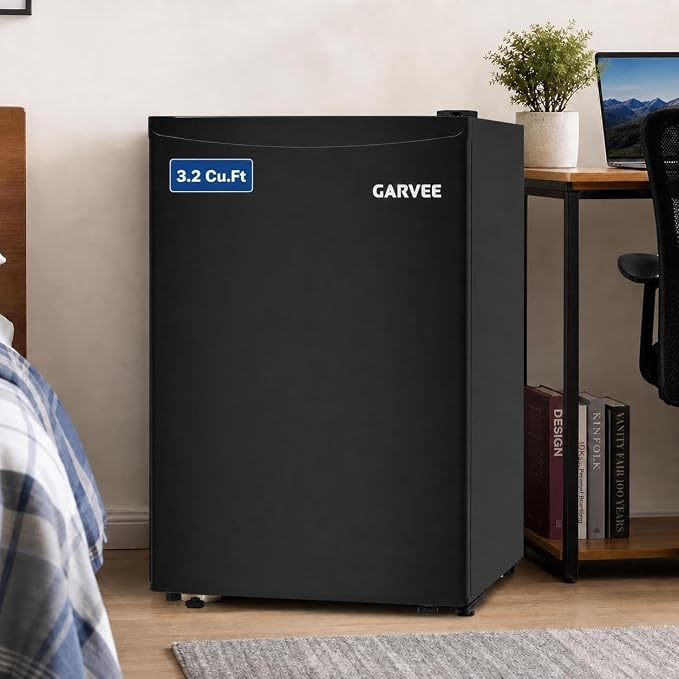 3.2 Cu. Ft. Mini Fridge Freezer, Energy-Efficient, Quiet, Adjustable Shelves