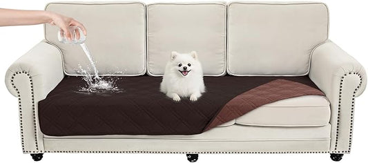 100% Waterproof Dog Couch Protector, Triple-Layer Waterproof Dog Bed Cover Pet Blanket Reversible 2-Tone Sofa Shield, Non-Slip Furniture Guard for Pets(35×71 Inch, Chocolate+Coffee)