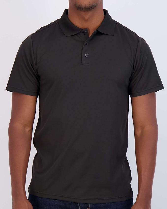 Real Essentials 3 Pack: Men's Quick-Dry Short Sleeve Athletic Performance Polo Shirt (Available in Big & Tall)