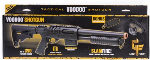 Game Face ASGM47 VooDoo Airsoft Shotgun - Spring-Powered Pump Action, Black, 6.0mm
