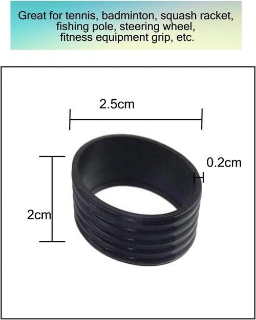 Essivox 5Pcs Tennis Racket Handle Rubber Ring Grip Band, Black, Stretchy Overgrip Racquet Accessory