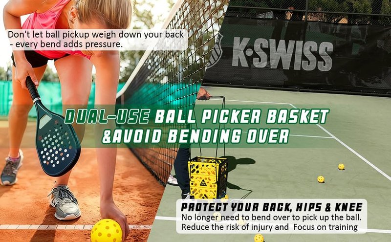 OLE ANDIGO Pickleball Hopper Collector, 40 Pickleball Balls Capacity, Lightweight Pickleball Picker Upper, Pickleball Picking Ball Picking Tool.