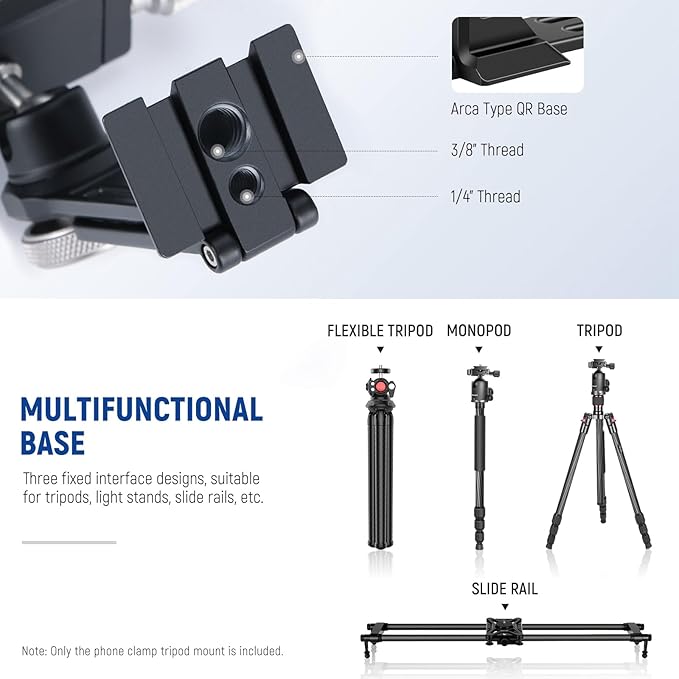 NEEWER Smartphone Tripod Mount Aluminum Alloy, 360° Rotatable Phone Stand