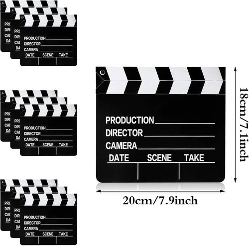 BBTO Movie Film Clap Board - 10 Pieces Writable Directors Clapper | 7 x 8 Inch Black & White