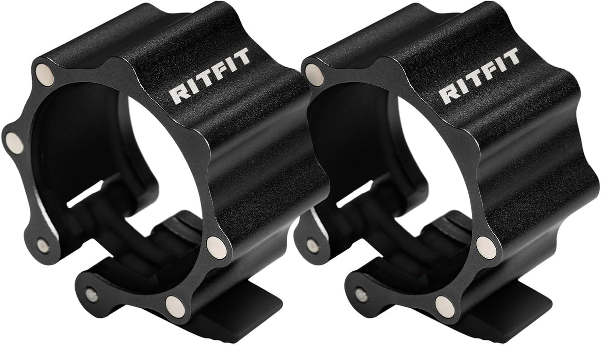 RitFit Barbell Collars - Heavy Duty Magnetic Locking Clamps with Quick Release & Non-Slip Pads (Pair)