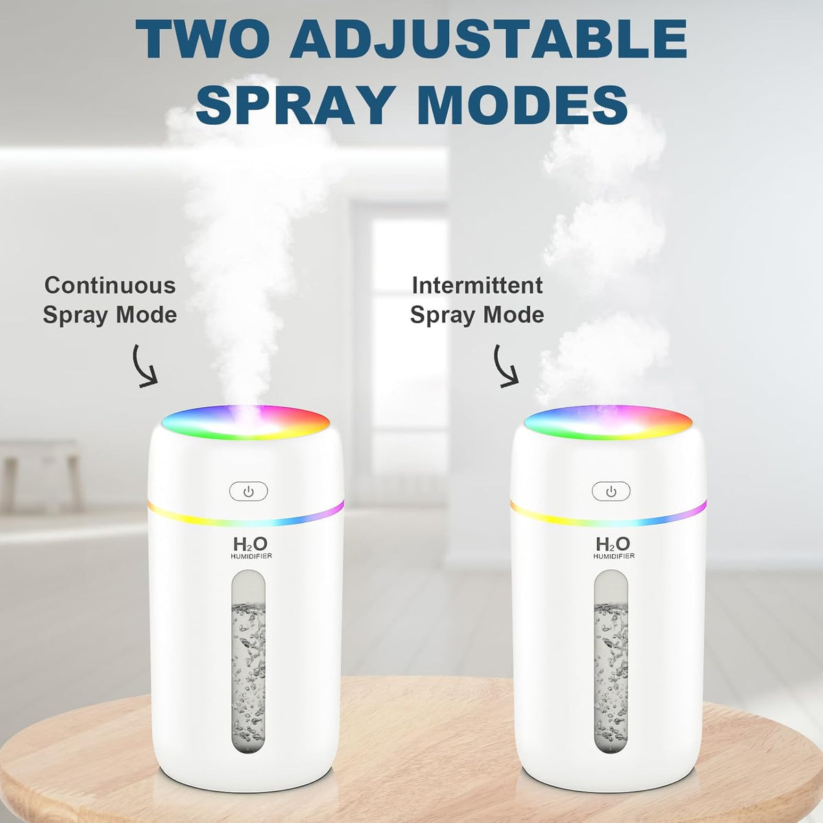 ZPP Humidifier - Portable Mini Humidifier with 7-Color Lights | Ideal for Home, Office & Travel