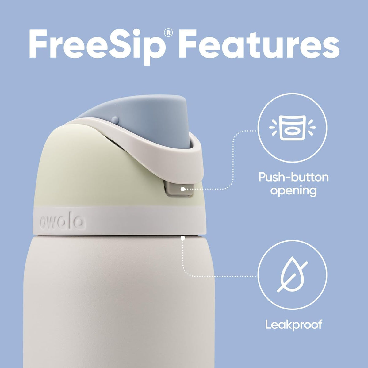 Owala FreeSip Insulated Stainless Steel Water Bottle - BPA-Free, 32 oz, Iced Breeze | Perfect for Sports & Travel