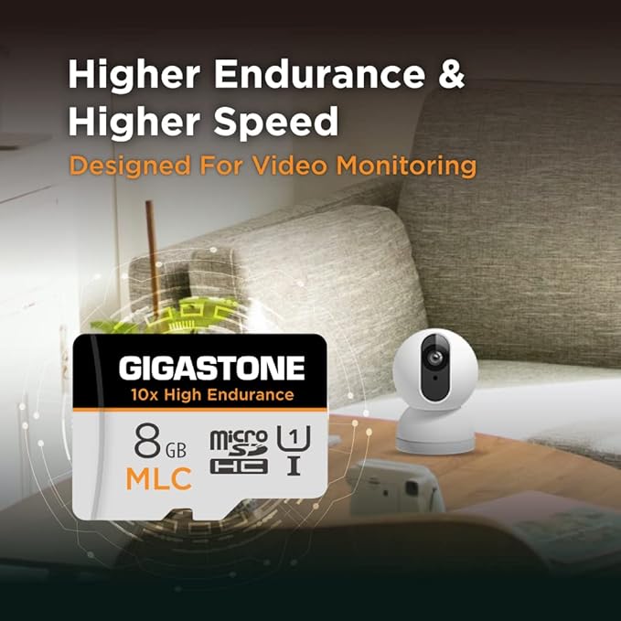 GIGASTONE Industrial 8GB MLC Micro SD Card 2-Pack, Full HD Video Recording