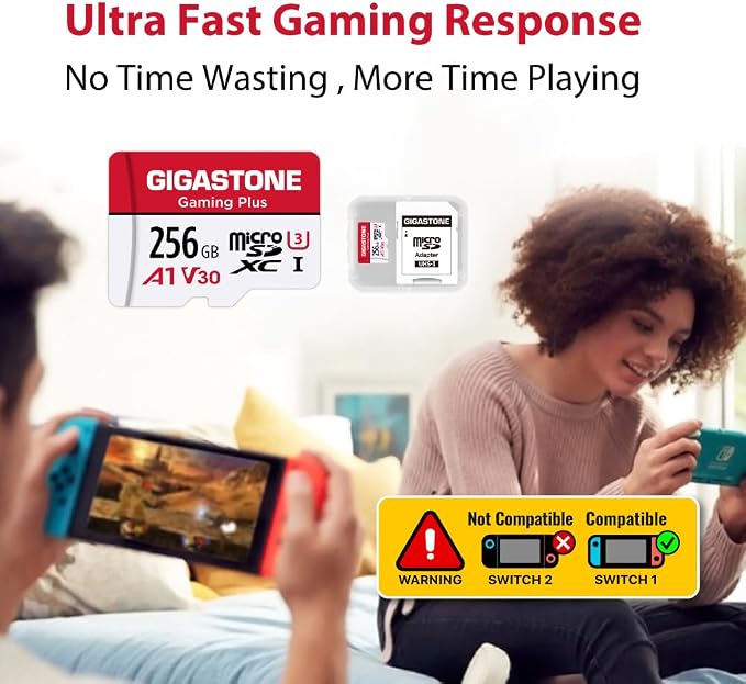 【for Switch 1 Only】 GIGASTONE 256GB Micro SD Card 5-Pack, Gaming Plus,
