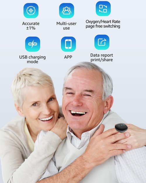 HealthTree JKS50G Sleep O2Ring - Bluetooth Pulse Oximeter for Overnight Blood Oxygen & Pulse Tracking
