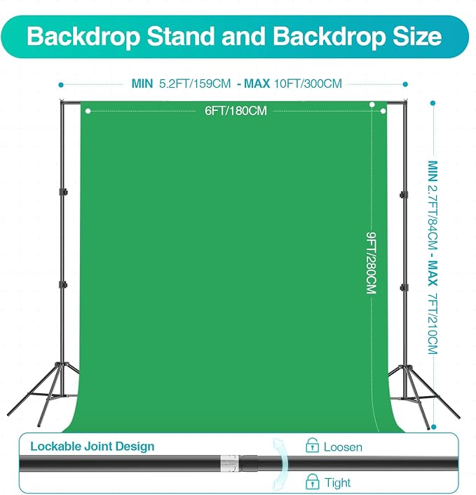 EMART Photography Lighting Kit, 7 x 10 FT Backdrop Stand