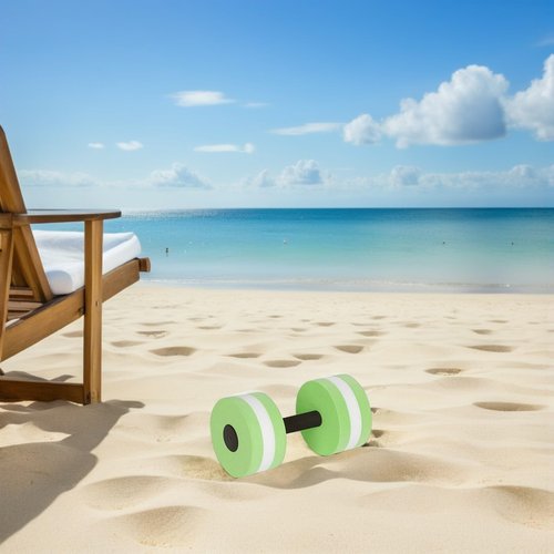 2Pcs Aquatic Exercise Dumbbells EVA- Foam Water Weights Water Dumbbells Aquatic Fitness Equipment for Aerobics (Green)