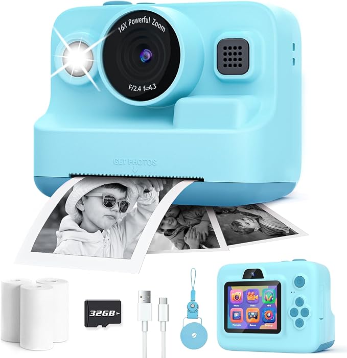 Dylanto Kids Camera Instant Print, 1080P Kids Instant Cameras that Print Photos