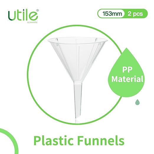 Utile 2pcs Plastic Analytical Funnel Set, PP Material, Top Diameter 153mm, Small Funnel for Lab Bottles, Recreational Activities, 4512.0019.2