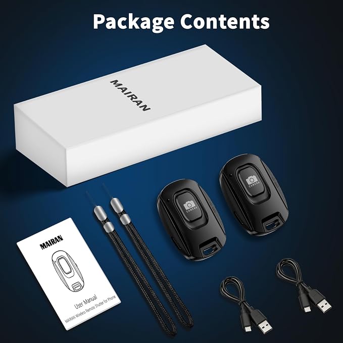 MAIRAN 2 Pack Rechargeable Wireless Camera Remote Shutter