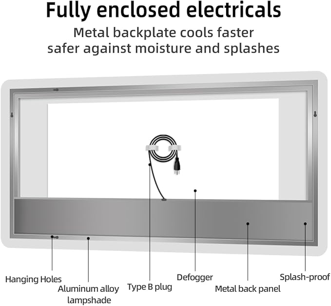 36" x 36" Frameless LED Bathroom Mirror with Lights, Lighted Vanity Mirror with Anti-Fog, 3-Color Stepless Dimmable, Memory, Shatterproof, UL-Listed, Wall Backlit Mirror