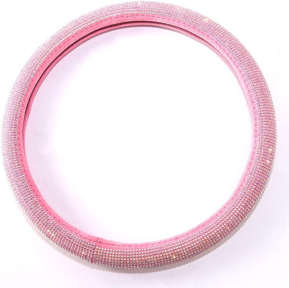 Car Steering Wheel Cover Pink for Women Bling Accessories Diamond Universal