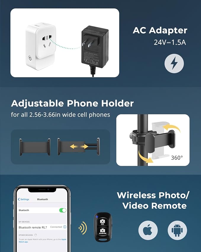 Aureday 12” Ring Light with Stand and Phone Holder, 79” Tall LED Circle Light
