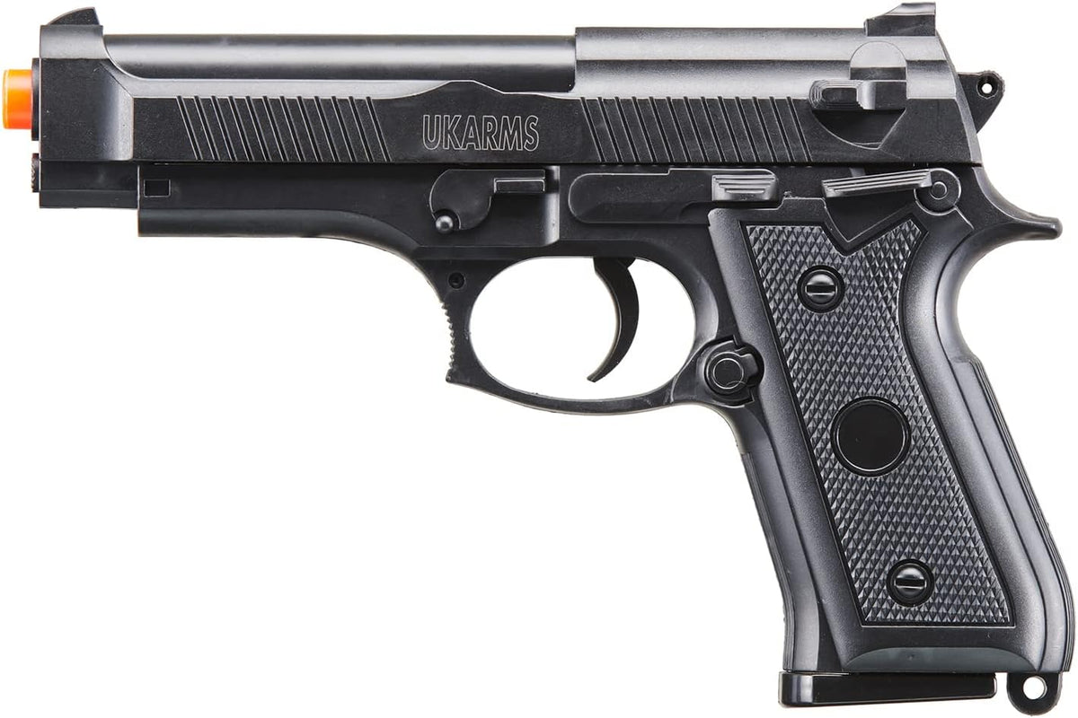UKARMS V038 Spring Powered Airsoft Pistol - Sleek Black Design for Enhanced Gameplay