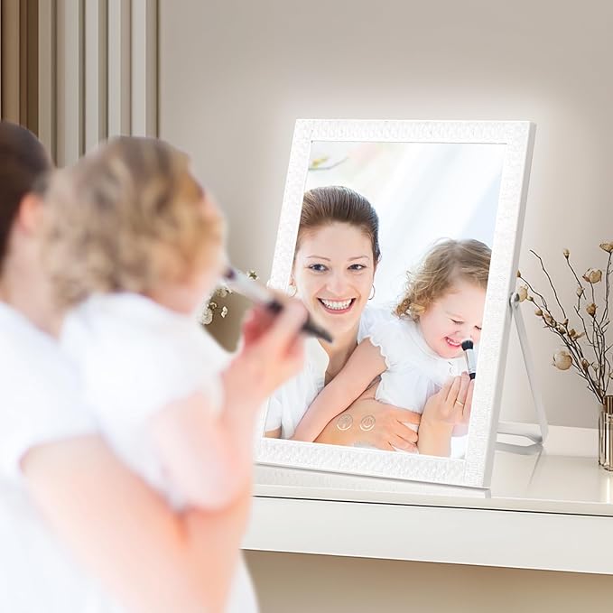 Vanity Mirror with Lights,RGB & 3 Dimmable Light Modes Makeup Mirror with Touch Control,Light Up Mirror for Desk,360°Rotation,12.4x10 Inch