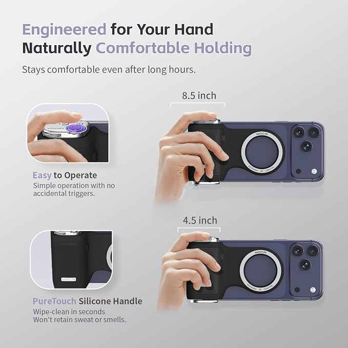 COMITOK Magnetic Camera Grip for iPhone 17 Pro, No App Needed for iOS26 System