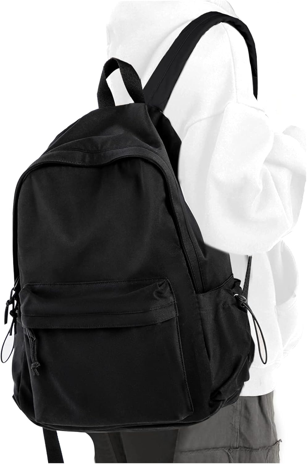 PAUBACK Black School Backpack - Waterproof Lightweight Book Bag for Girls, Teens & Women