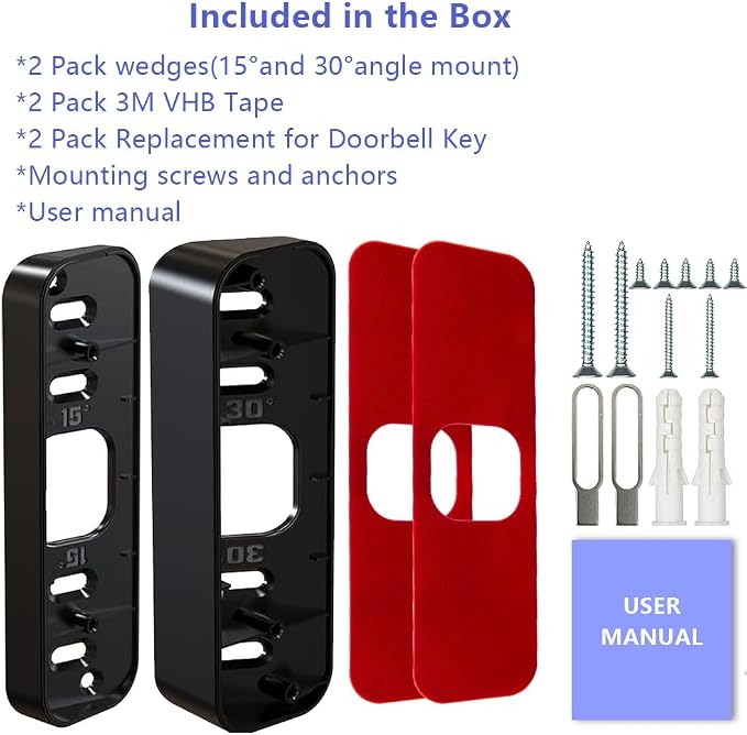 All-New Blink Doorbell Corner Mount, No-Drill Mounting Bracket Adjustable Angle