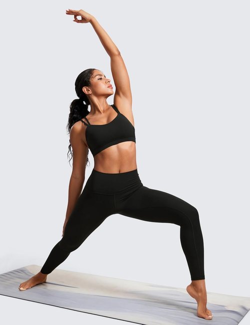 CRZ YOGA V Neck Sports Bra for Women - Soft Butterluxe Fabric, Wireless Comfort, Double Spaghetti Straps