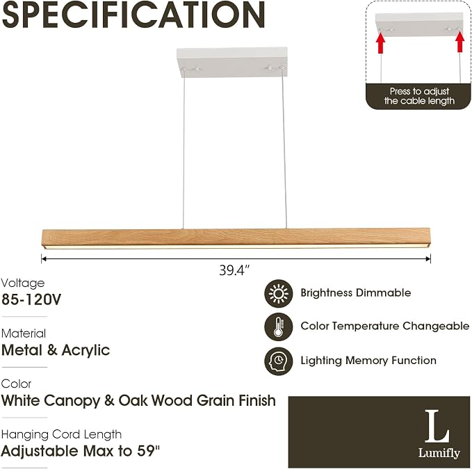 39" Linear Pendant Light Wood Grain Led Linear Pendant Light Fixtures Ceiling
